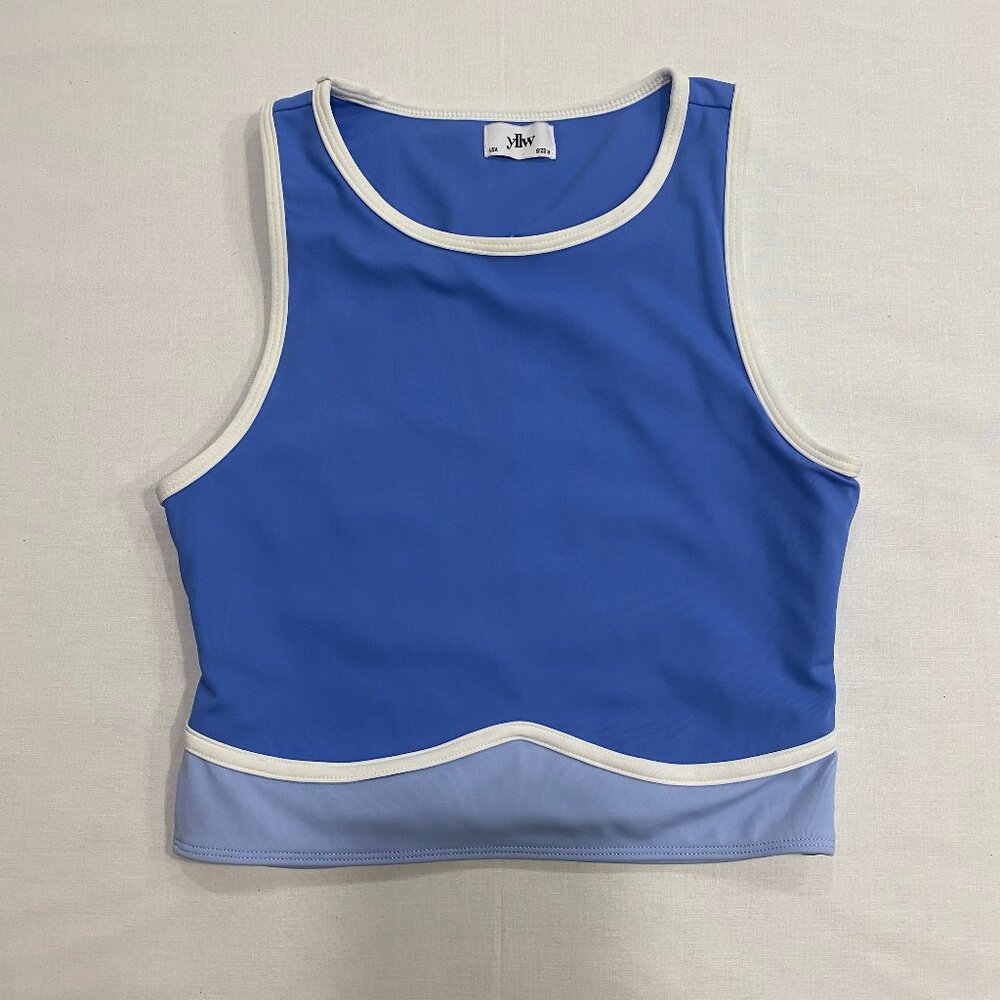 Yellow the Label Blue and White Contour Tank Top Medium